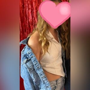 Edikted white crop top open tie back.